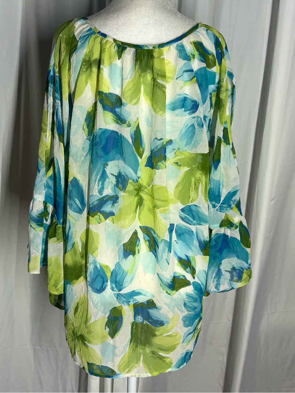 Sara Michelle Blue & Green Floral 3/4 Sleeve 2X - Picture 2 of 7